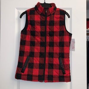 Pink Lily Red Plaid Vest